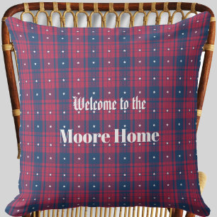Almofada Tartan - Patriótico - Estrelas Brancas Azuis Verme