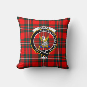 Almofada Tartan Royal Stewart com Brasão de Armas e Lema Th