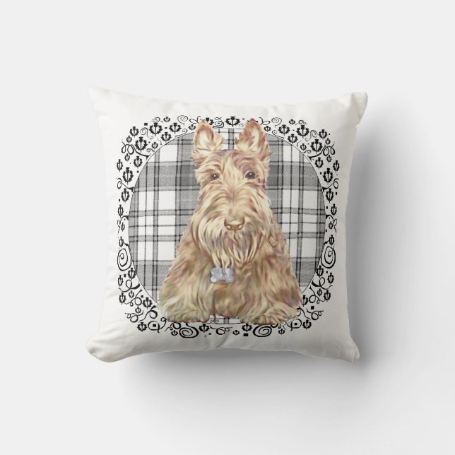 Almofada Tartan Scottie Preto & Branco (Frente)