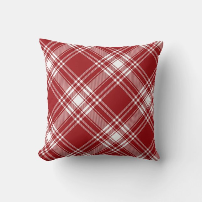 Almofada Tartan Vermelho e Branco (Frente)