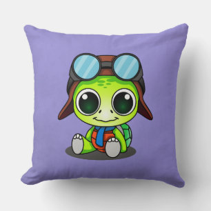 Almofada Tartaruga de Cartoon Chibi em Aviador