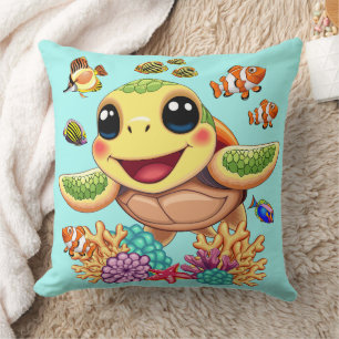 Almofada Tartaruga Marinha Bebê Feliz e Fofa Personagem