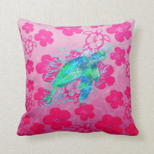 Almofada Tartaruga Marítima E Honu Rosa