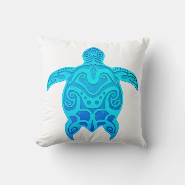 Almofada Tartaruga tribal azul (Frente)