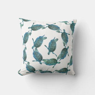 Almofada Tartarugas Marinhas Azul Turquesa Elegante Praia