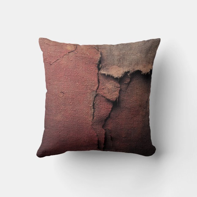 Almofada Tattered Canvas Abstract in Rust and Earth (Verso)