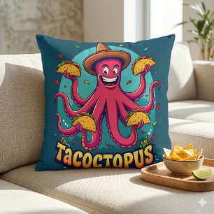 Almofada Tatuagem engraçada de polvo de taco Caricatura de