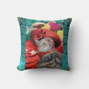 ALMOFADA TATUS DE PRINCESA DE GATO CELEBRIDADE, CHAPÉU VERM