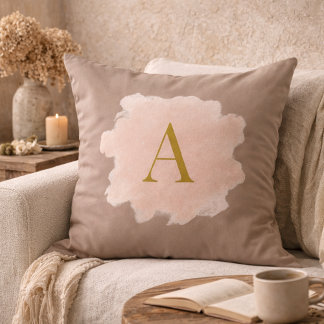 Almofada Taupe Blush Monogram Throw Pillow