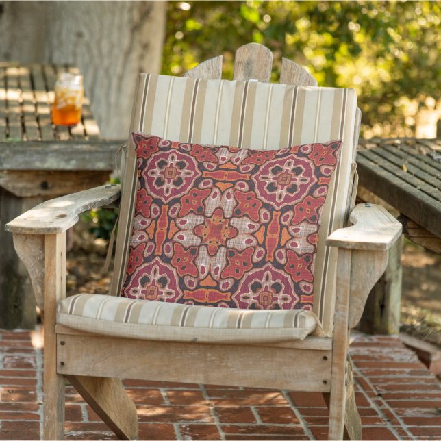 Almofada Taupe Brown Terracotta Red Orange Art Tribal (Cadeira)