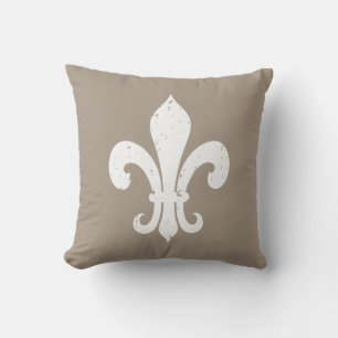 Almofada Taupe cor chic fleur de lis travesseiro decorativo