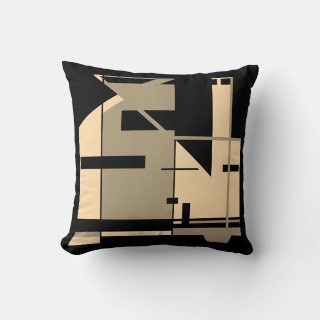 Almofada Taupe Cream Black Bold Geométrico Abstrato (Frente)