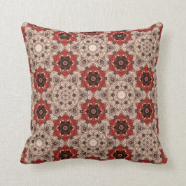 Almofada Taupe do vermelho de tijolo & flores estilizados &