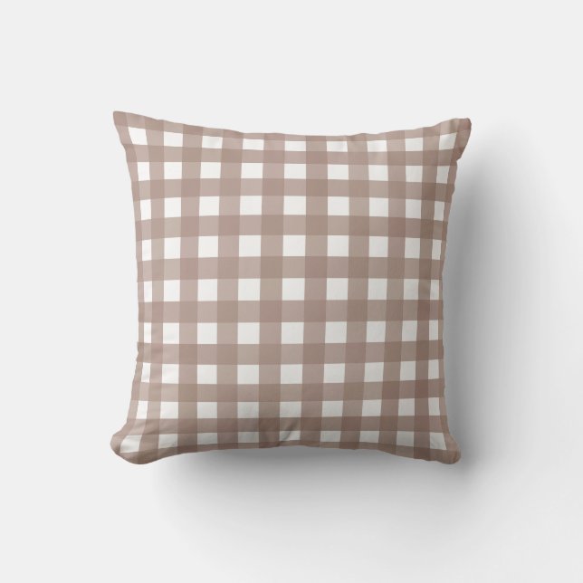 Almofada Taupe Gingham Check Travesseiro decorativo (Frente)