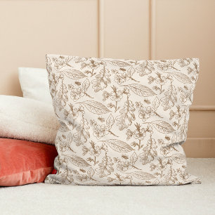 Almofada Taupe Marrom Ivory Deixa Padrão Floral