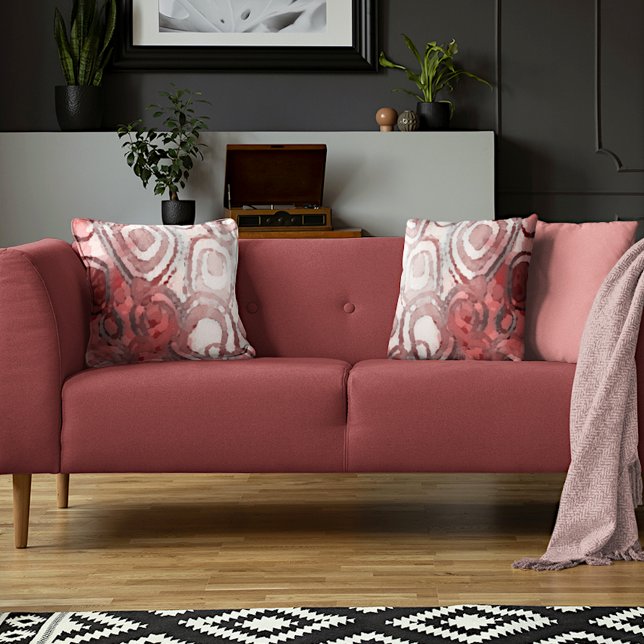 Almofada Taupe Vermelho Cor-de-rosa-claro Círculos de marfi (Criador carregado)