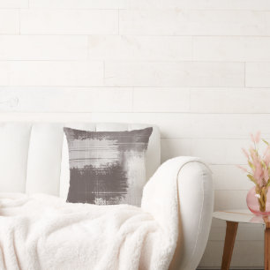 Almofada Taupe White Abstrato Brushstrokes