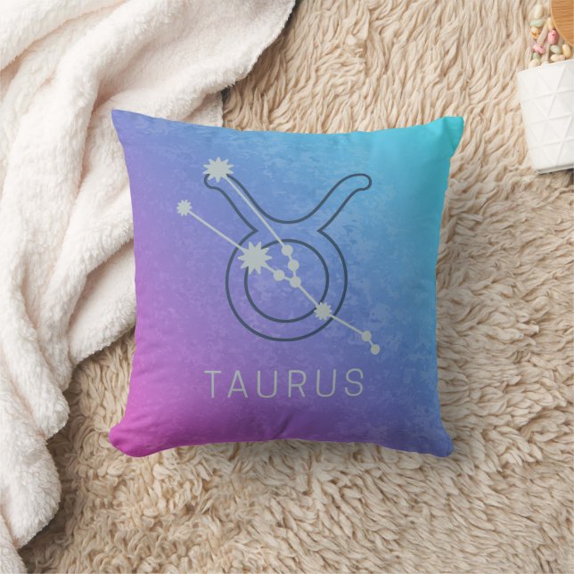 Almofada Taurus Zodiac Sinal Watercolor Horoscope (Cobertor)