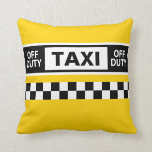 Almofada Taxi Driver New York Off Duty Yellow Black White