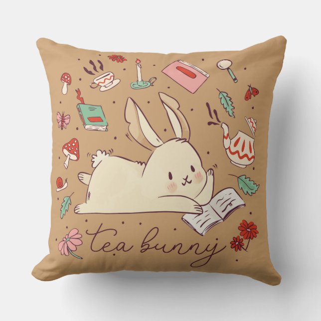 Almofada Tea Bunny Travesseiro decorativo (Frente)