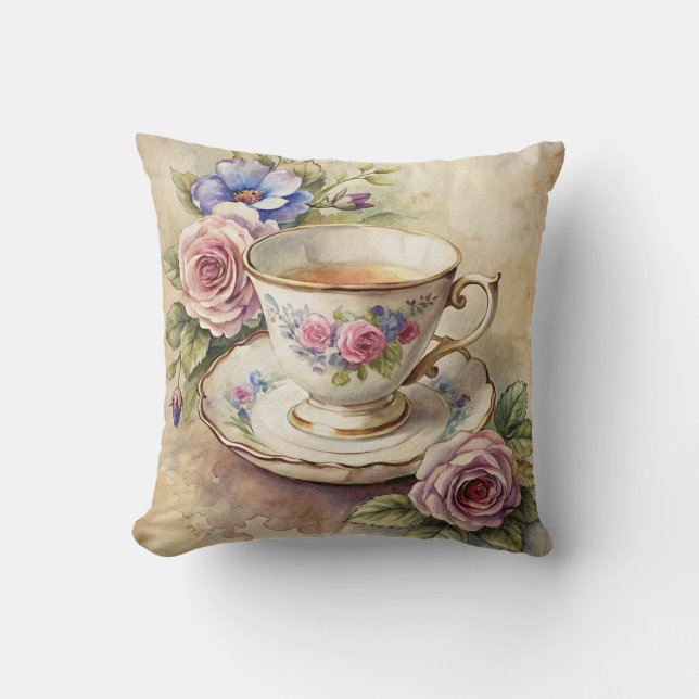 Almofada Teacup and Flowers (Frente)