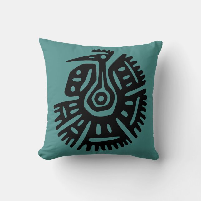 Almofada Teal Aztec Travesseiro Com Vulture Motif (Frente)