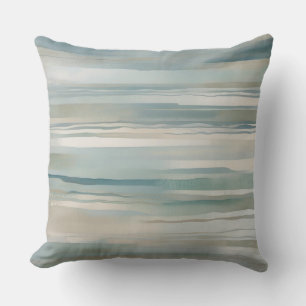 Almofada Teal Blue Beige Aqua Ivory Stripe