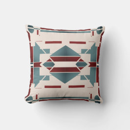 Almofada Teal Blue Red Beige Sudoeste - Olhe Tribal Mos