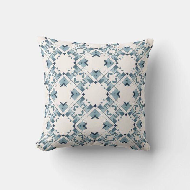 Almofada Teal Blue White Diamond-like Crisscross Large Tile (Frente)