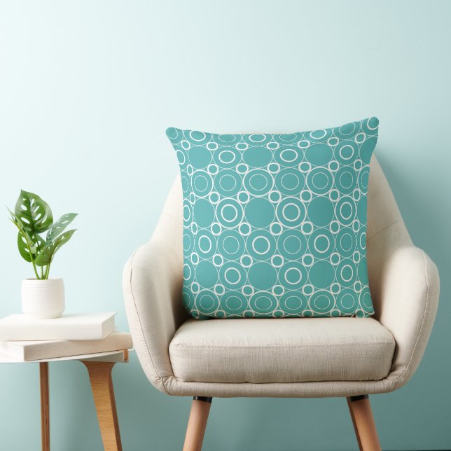 Almofada Teal branco da matriz circular (Cadeira)