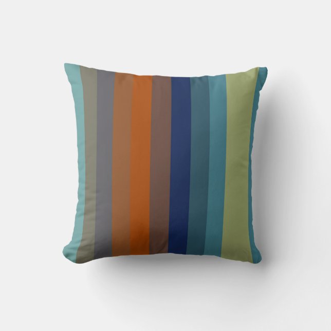 Almofada Teal & Burnt Orange Horizontal Stripes (Frente)