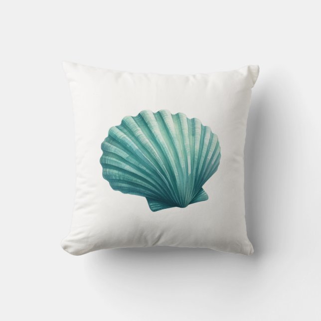 Almofada Teal Clam Shell Beach Náutica Costeira Seashell (Frente)