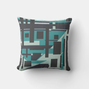 Almofada Teal Claro e Escuro na Design de Arte Geométrica d