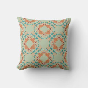 Almofada Teal Coral Laranja Laranja Claro Azulejos Olivícol