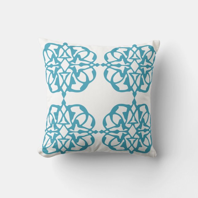 Almofada Teal Damask marroquino (Frente)