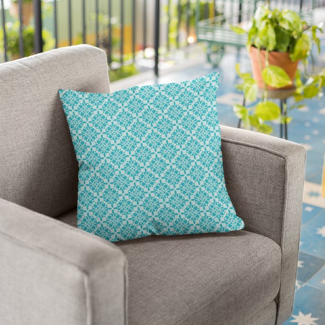 Almofada Teal Damask/Stripes Decorative Throw Pillow (Criador carregado)
