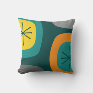 Almofada Teal de arte Abstrato nos anos 50 multicolorido