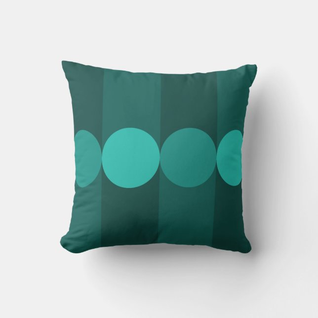 Almofada Teal dos Círculos de Geometria Retroativa (Frente)