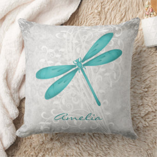 Almofada Teal Dragonfly Travesseiro decorativo Personalizad