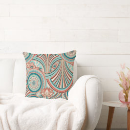 Almofada Teal e Coral Nouveau Flow