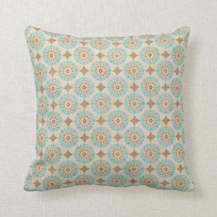 Almofada Teal e Creme Circulam em Tom