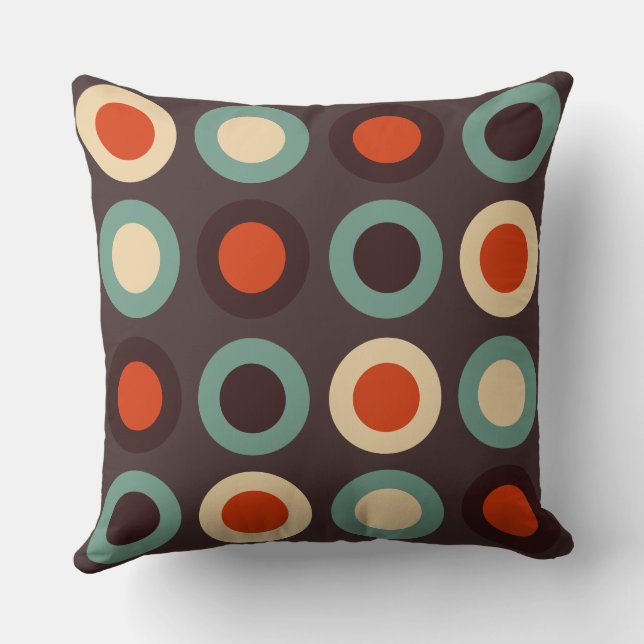 Almofada Teal e laranja modernos do meio-século (Verso)
