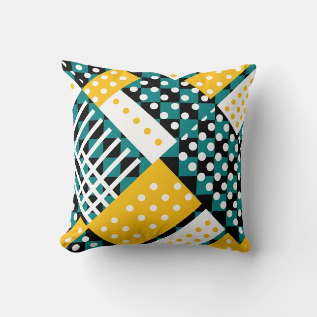 Almofada Teal Escuro e amarelo (Frente)