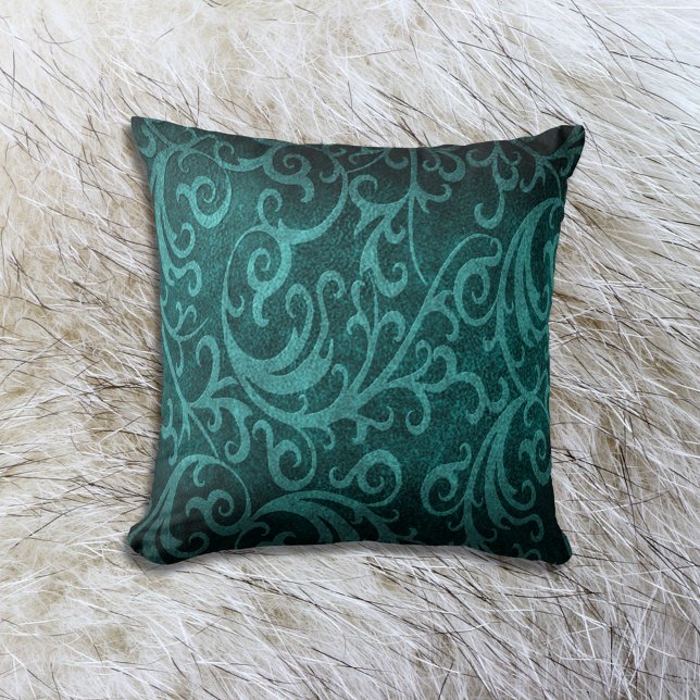 Almofada Teal Faux Embossed Swirl Leather (Criador carregado)