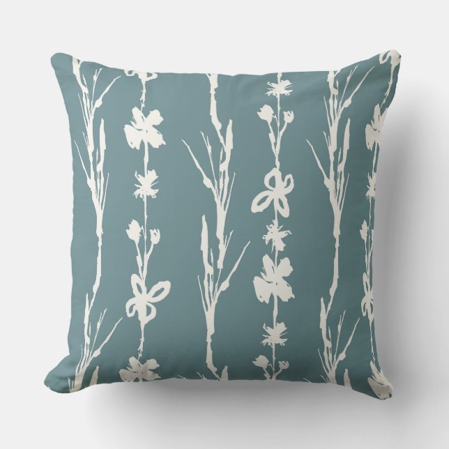 Almofada Teal Floral Farmhouse Decor (Frente)