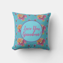 Almofada Teal Floral Watercolor Te Ama Avó Cushion