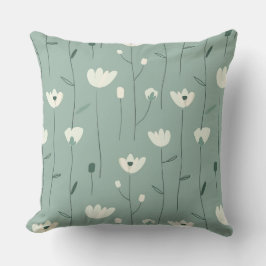 Almofada Teal Green Floral Throw Pillow