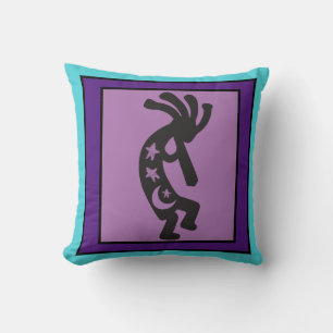 Almofada Teal Moon e Stars Travesseiro decorativo Kokopelli