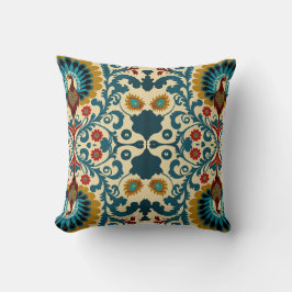 Almofada Teal, orange and yellow floral pattern 
