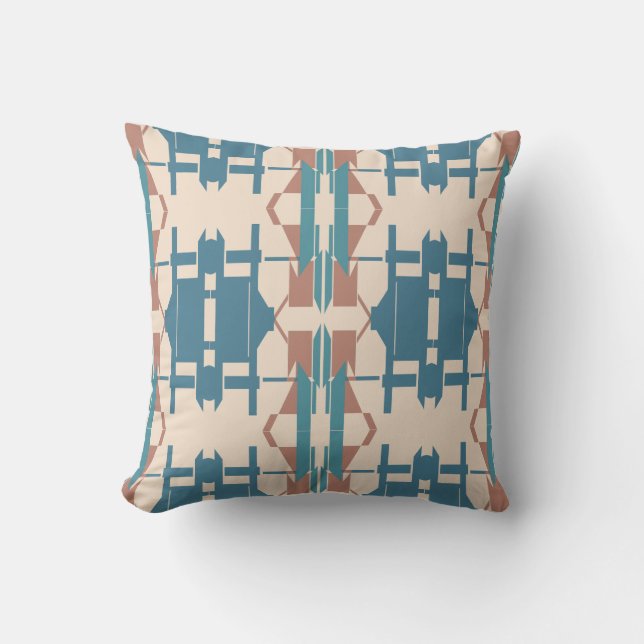 Almofada Teal Orange Beige Southwest Art Olha Grande Mosaic (Frente)